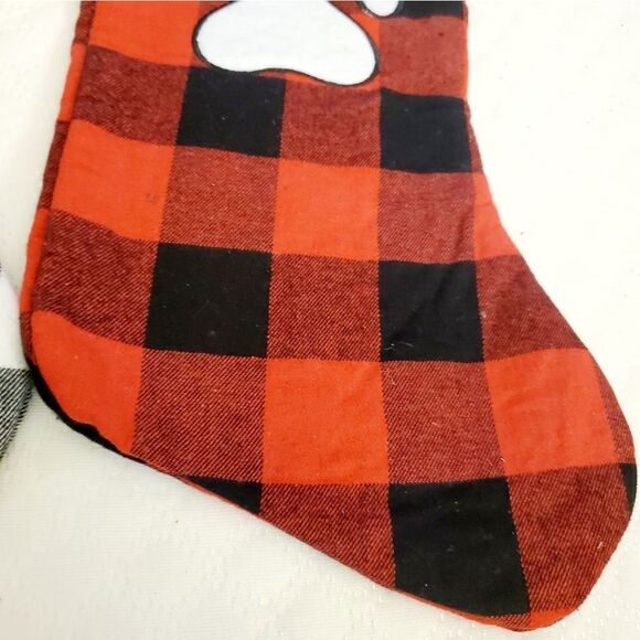 Plaid Doggie Paw Christmas Stockings - Picture 6 of 8